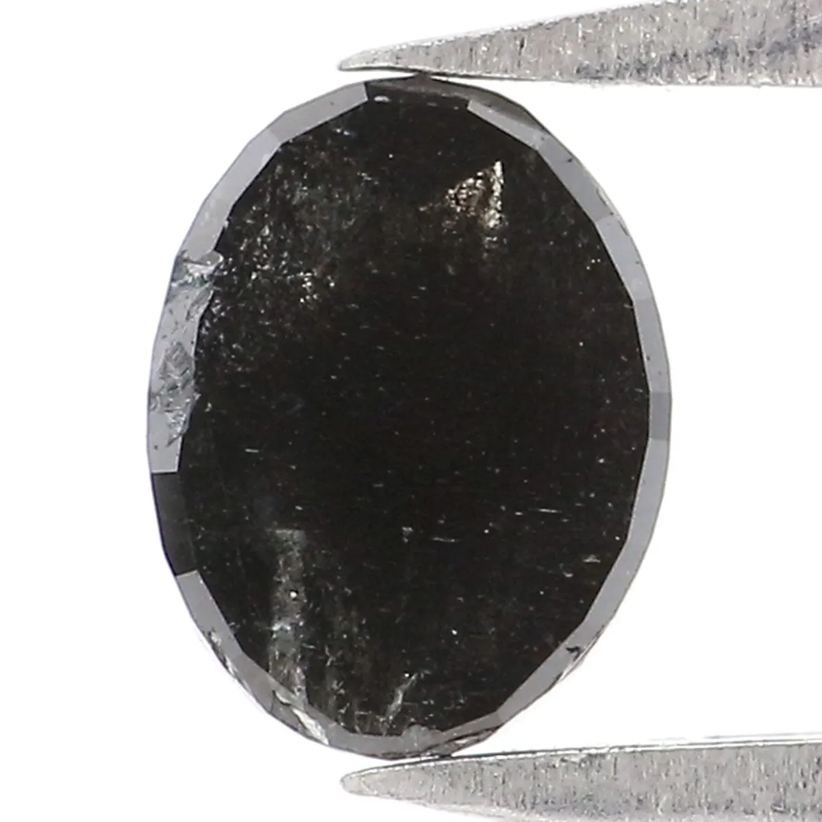 Natural Loose Oval Salt And Pepper Diamond Black Grey Color 0.43 CT 5.64 MM Oval Shape Rose Cut Diamond KR2582