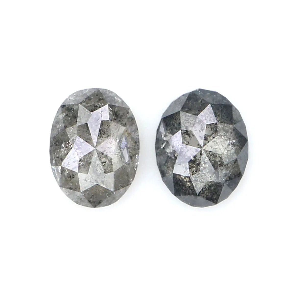 Natural Loose Oval Salt And Pepper Diamond Black Grey Color 0.59 CT 4.98 MM Oval Shape Rose Cut Diamond KR2566