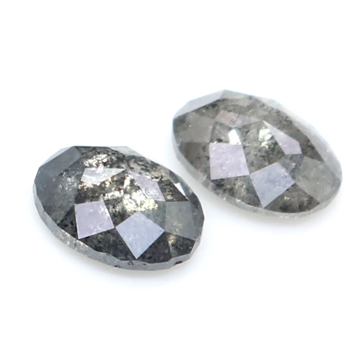 Natural Loose Oval Salt And Pepper Diamond Black Grey Color 0.59 CT 4.98 MM Oval Shape Rose Cut Diamond KR2566