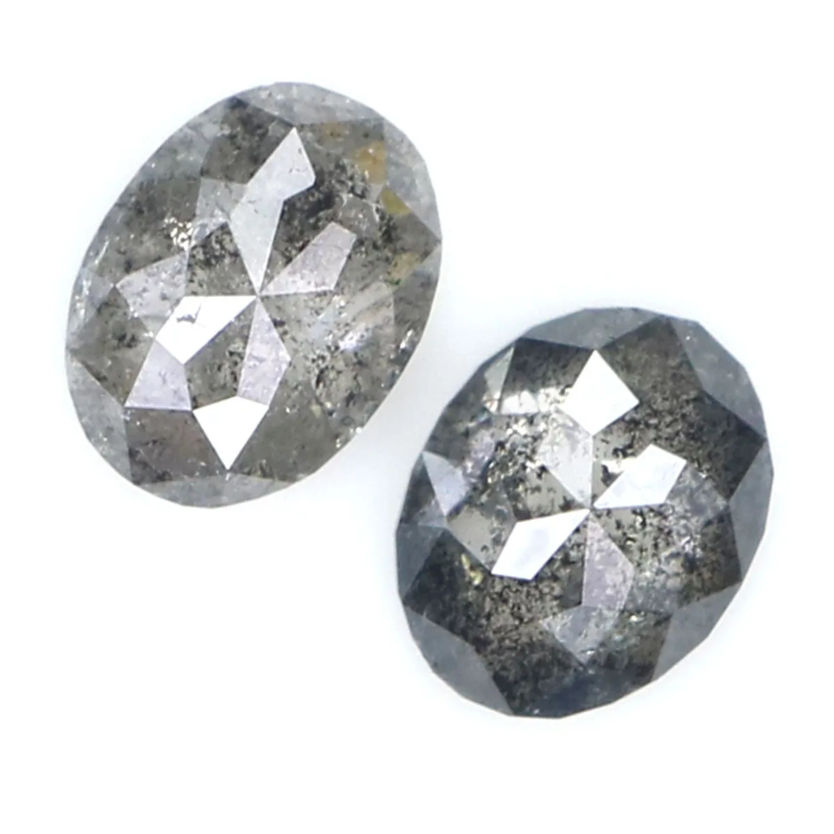 Natural Loose Oval Salt And Pepper Diamond Black Grey Color 0.59 CT 4.98 MM Oval Shape Rose Cut Diamond KR2566