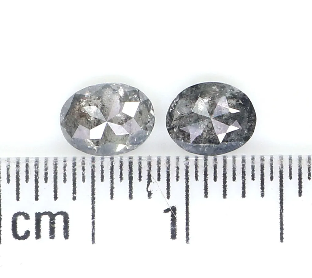 Natural Loose Oval Salt And Pepper Diamond Black Grey Color 0.67 CT 4.82 MM Oval Shape Rose Cut Diamond KDL2528