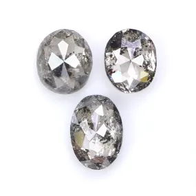 Natural Loose Oval Salt And Pepper Diamond Black Grey Color 0.82 CT 4.30 MM Oval Shape Rose Cut Diamond KR2323