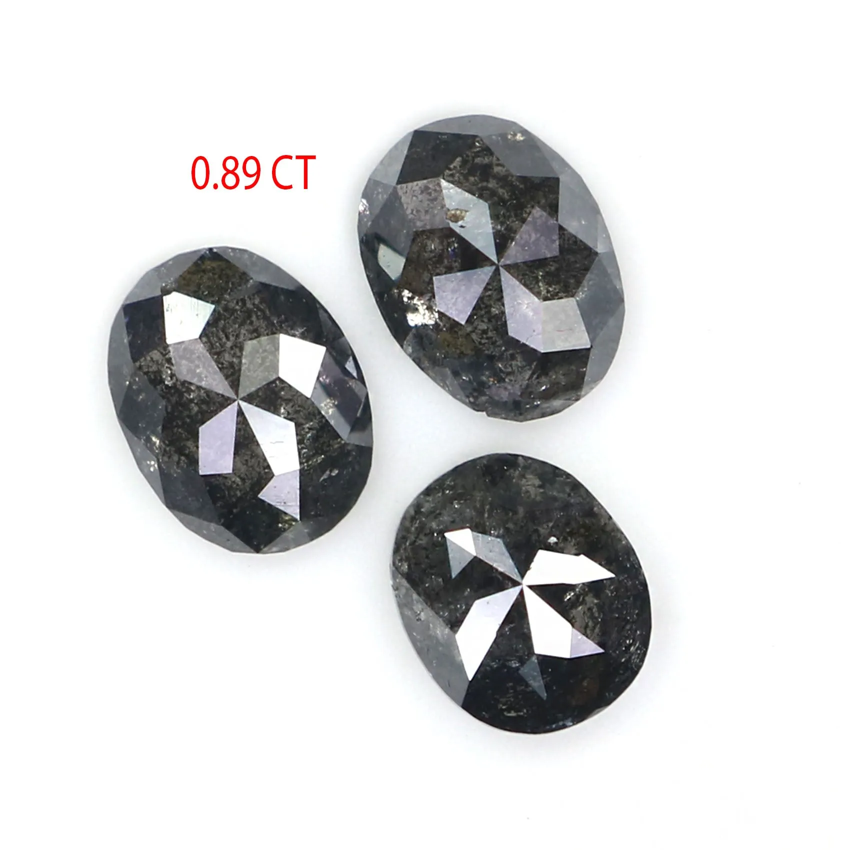 Natural Loose Oval Salt And Pepper Diamond Black Grey Color 0.89 CT 4.42 MM Oval Shape Rose Cut Diamond KDL2541