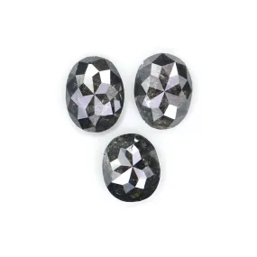 Natural Loose Oval Salt And Pepper Diamond Black Grey Color 0.89 CT 4.42 MM Oval Shape Rose Cut Diamond KDL2541