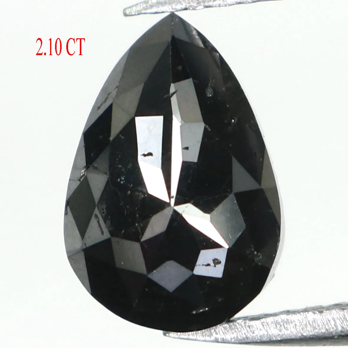 Natural Loose Pear Diamond Black Color 2.10 CT 9.40 MM Pear Shape Rose Cut Diamond L1677