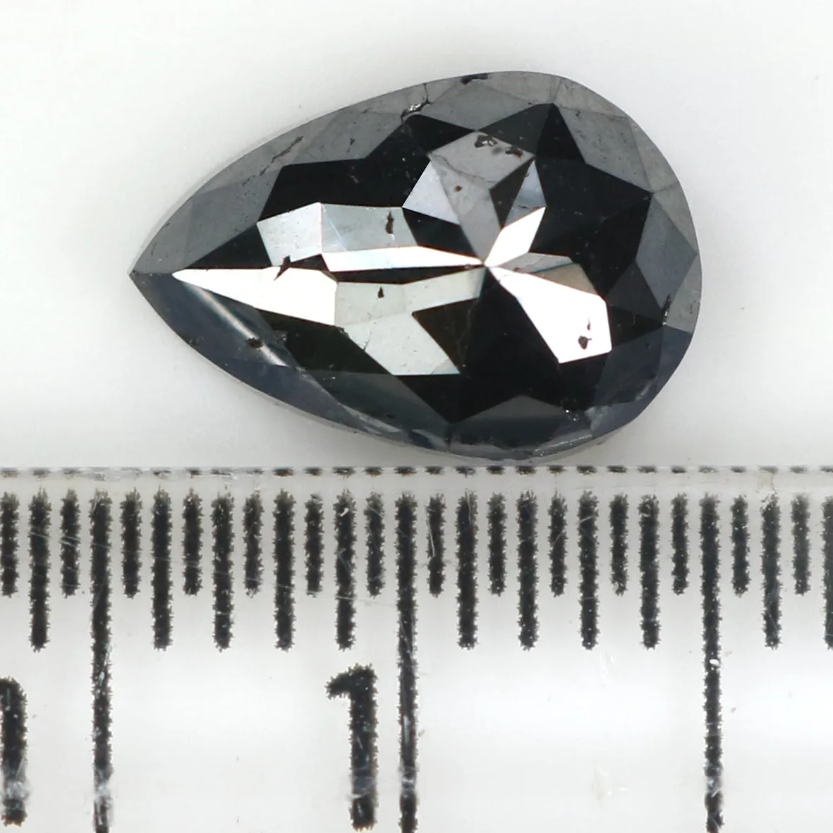 Natural Loose Pear Diamond Black Color 2.10 CT 9.40 MM Pear Shape Rose Cut Diamond L1677