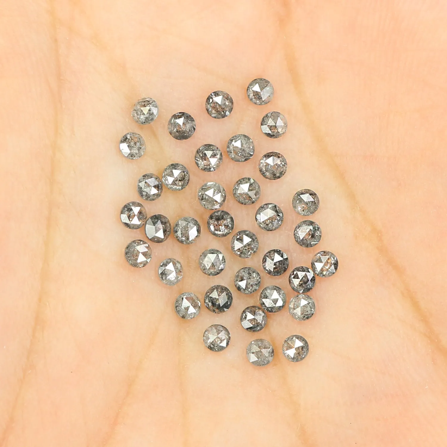 Natural Loose Rose Cut Salt And Pepper Diamond Black Grey Color 1.07 CT 1.80 MM Rose Cut Shape Diamond KR2412