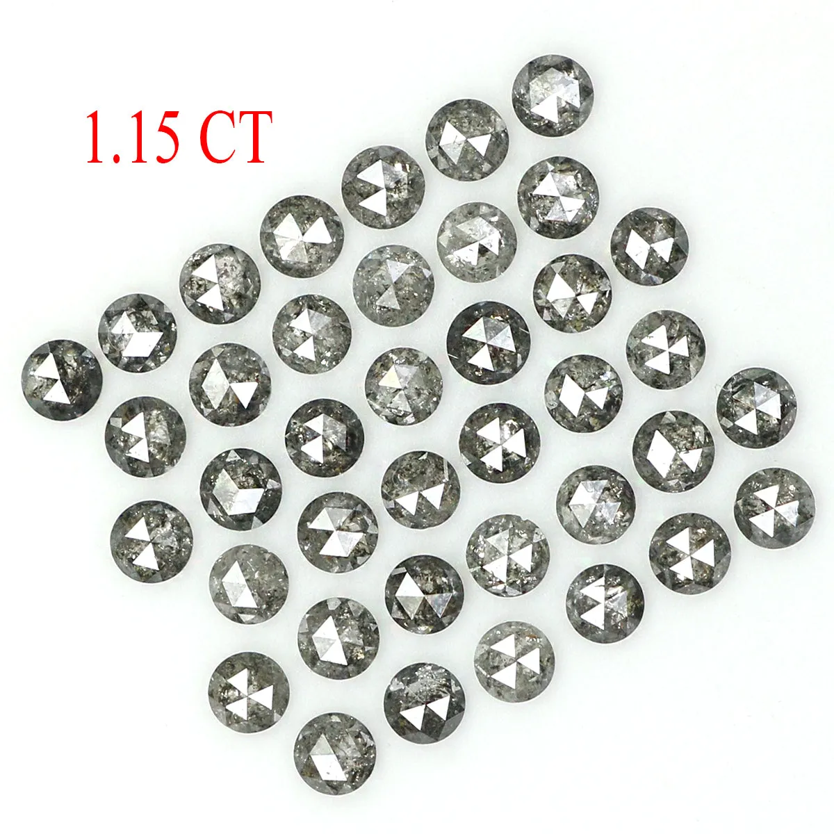 Natural Loose Rose Cut Salt And Pepper Diamond Black Grey Color 1.15 CT 1.80 MM Rose Cut Shape Diamond L1370