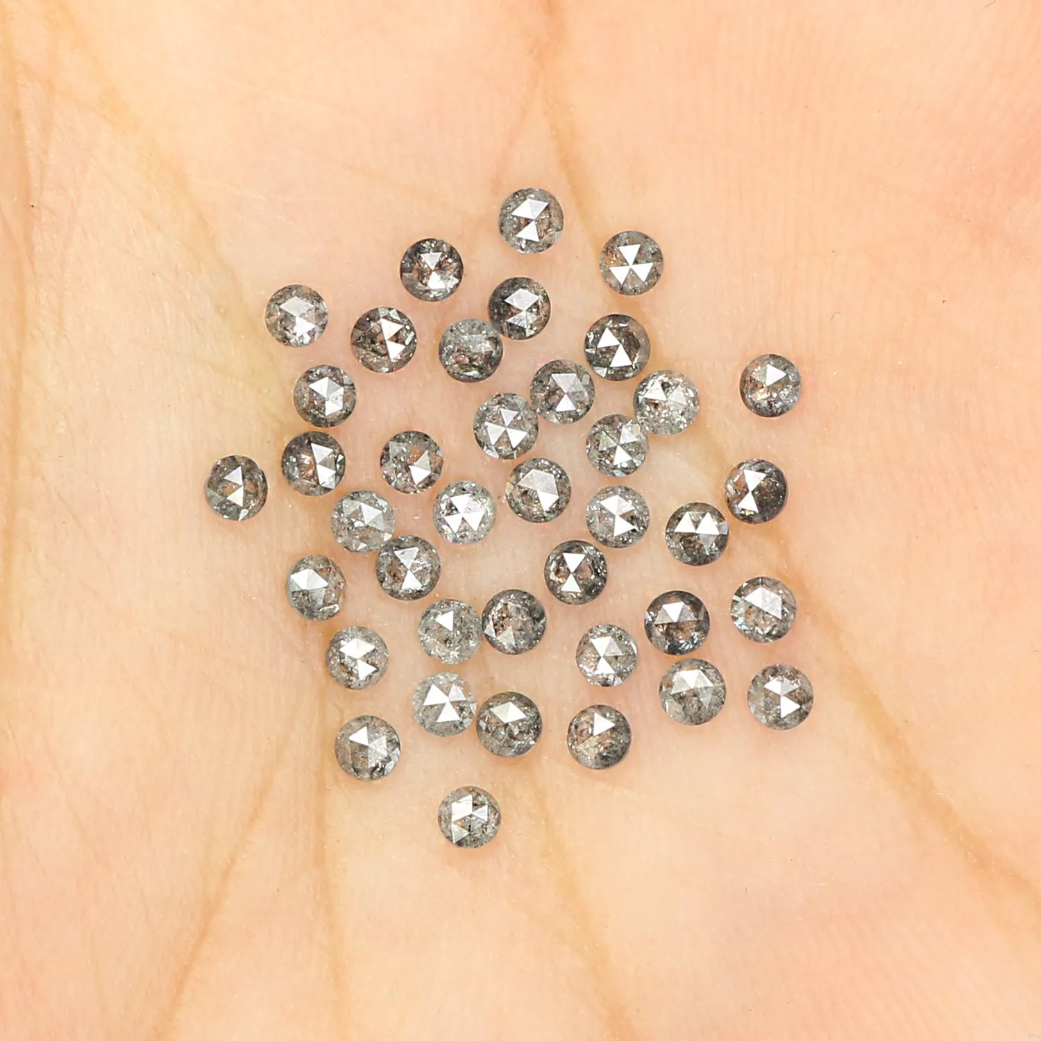 Natural Loose Rose Cut Salt And Pepper Diamond Black Grey Color 1.15 CT 1.80 MM Rose Cut Shape Diamond L1370