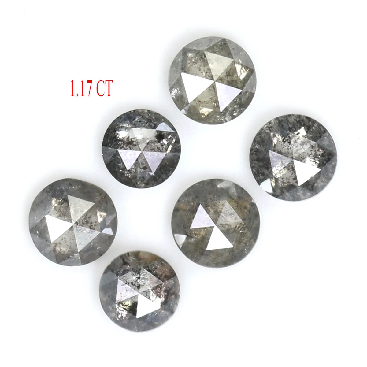 Natural Loose Rose Cut Salt And Pepper Diamond Black Grey Color 1.17 CT 3.25 MM Rose Cut Shape Diamond L988