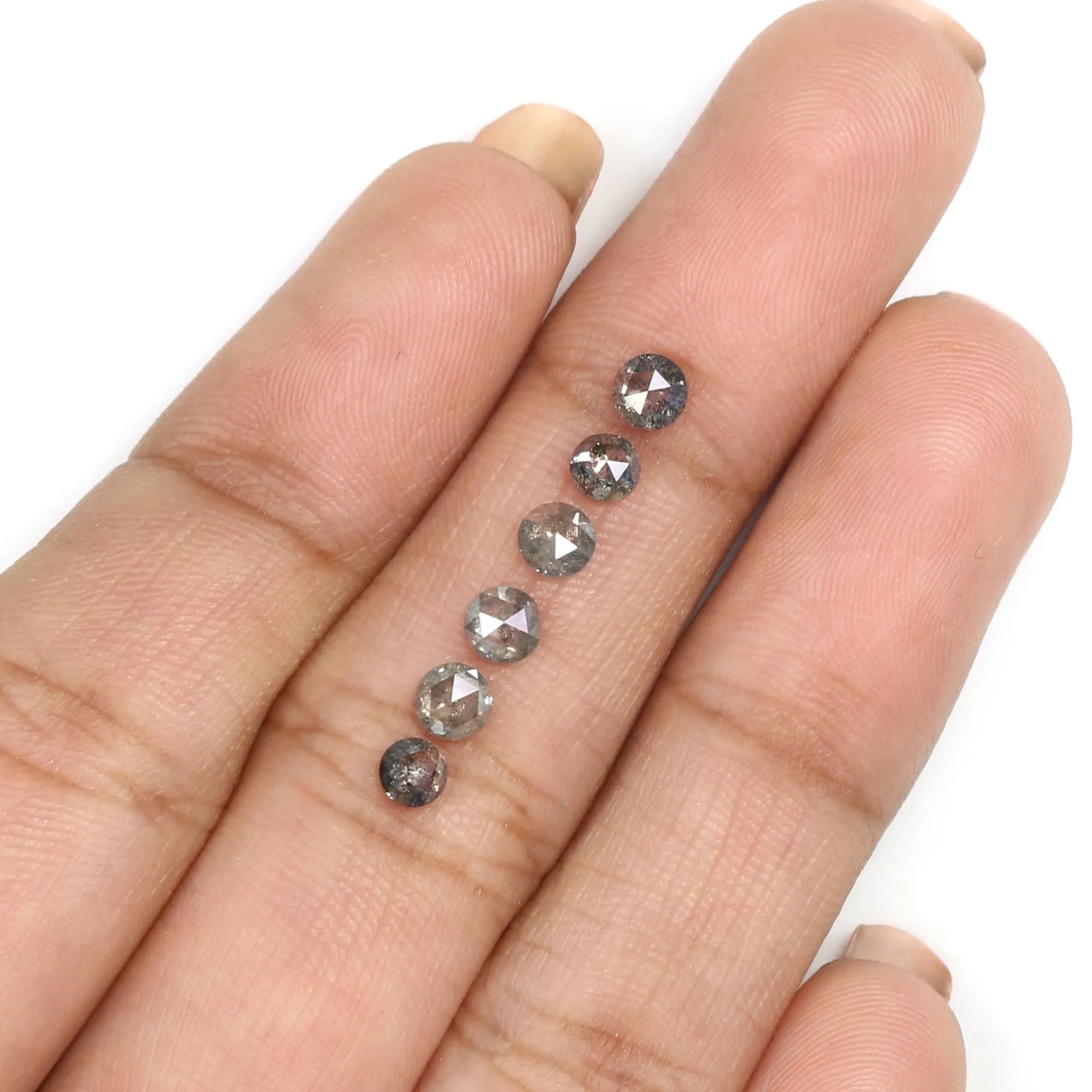 Natural Loose Rose Cut Salt And Pepper Diamond Black Grey Color 1.17 CT 3.25 MM Rose Cut Shape Diamond L988