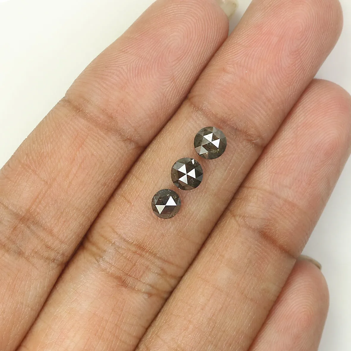 Natural Loose Rose Cut Salt And Pepper Diamond Black Grey Color 1.23 CT 4.10 MM Rose Cut Shape Diamond L1136