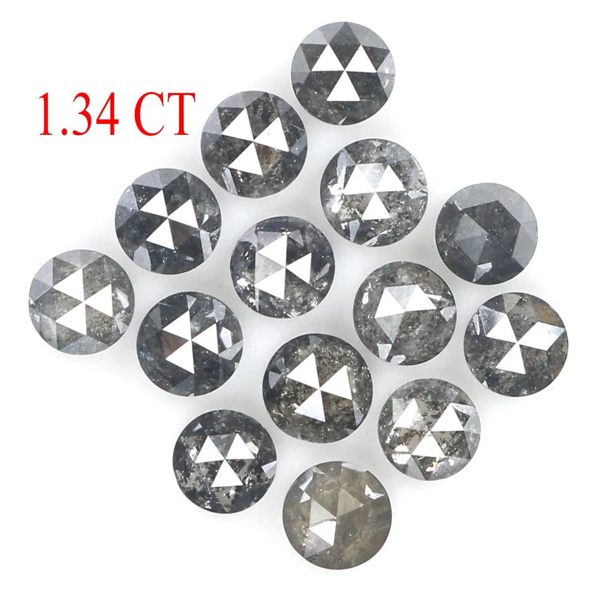 Natural Loose Round Rose Cut Salt And Pepper Diamond Black Grey Color 1.34 CT 2.70 MM Rose Cut Shape Diamond L1823