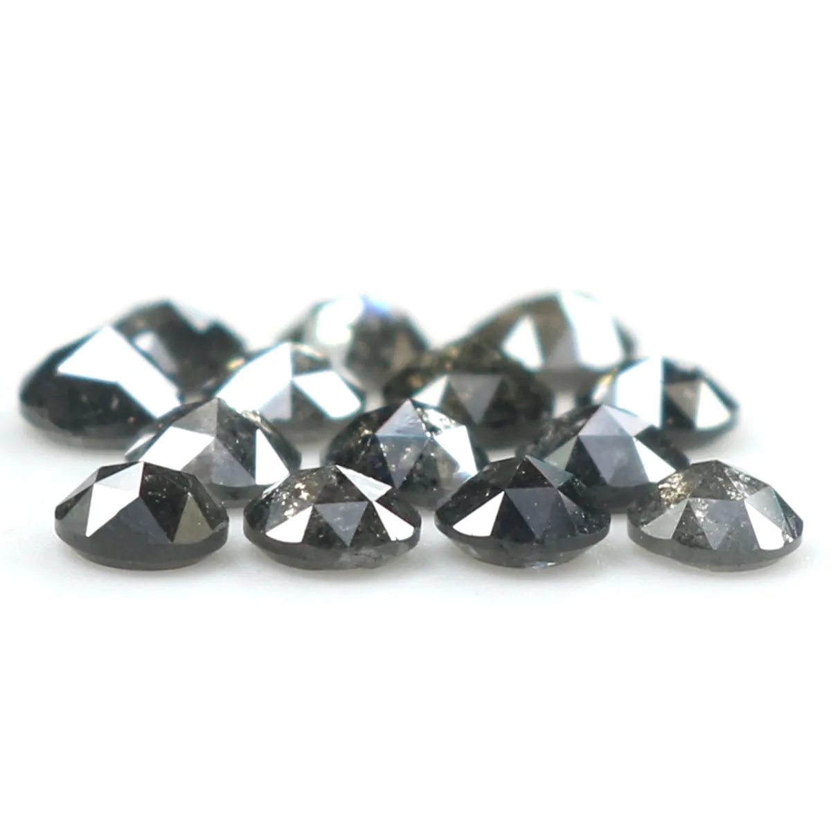 Natural Loose Round Rose Cut Salt And Pepper Diamond Black Grey Color 1.34 CT 2.70 MM Rose Cut Shape Diamond L1823