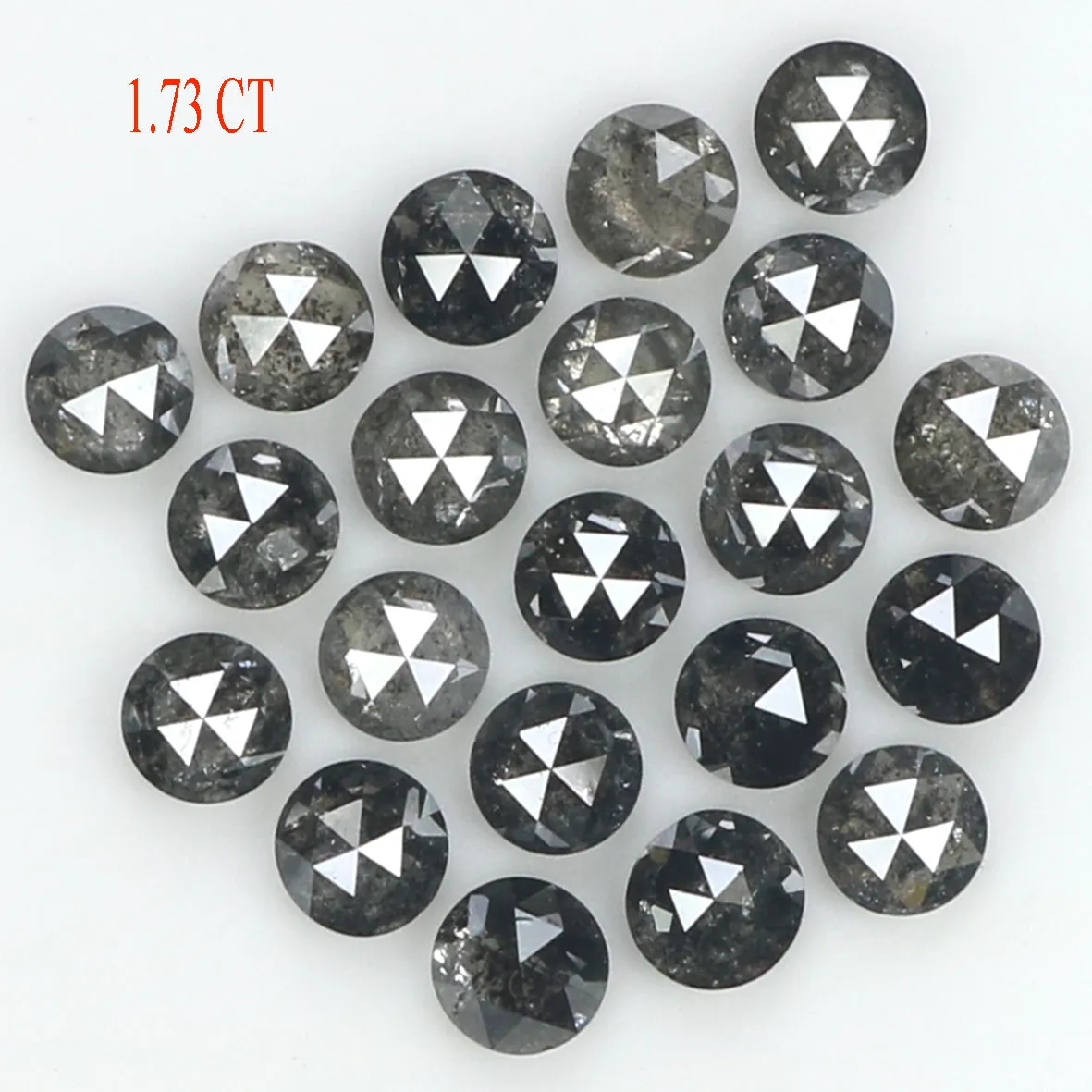 Natural Loose Round Rose Cut Salt And Pepper Diamond Black Grey Color 1.73 CT 2.60 MM Rose Cut Shape Diamond L1819