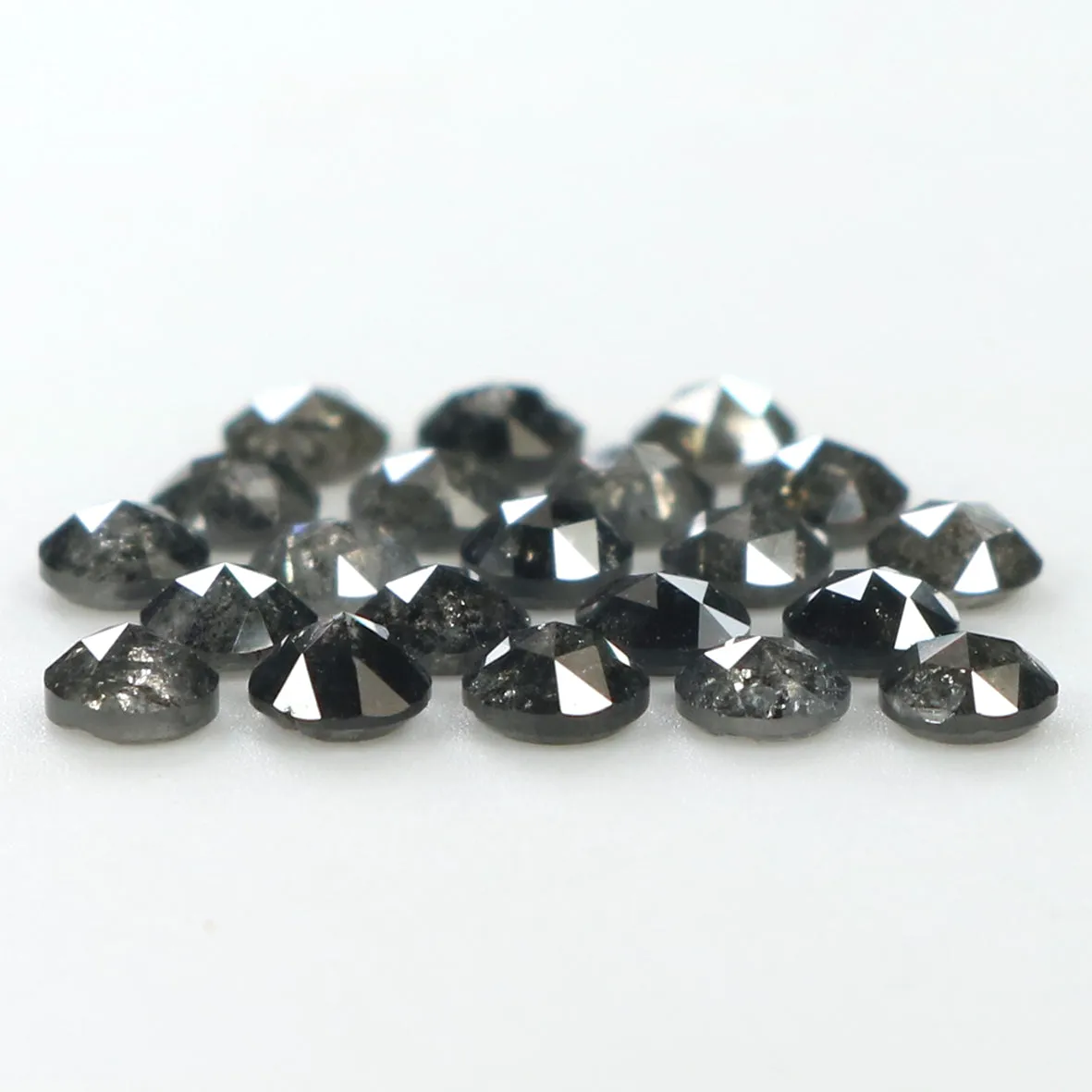 Natural Loose Round Rose Cut Salt And Pepper Diamond Black Grey Color 1.73 CT 2.60 MM Rose Cut Shape Diamond L1819