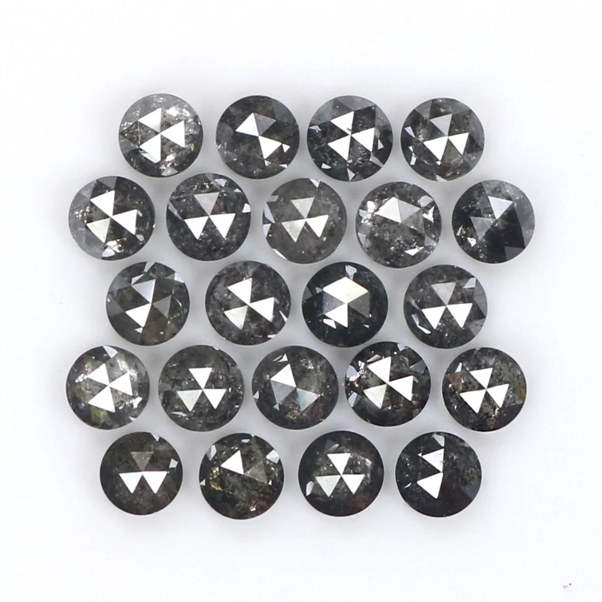 Natural Loose Round Rose Cut Salt And Pepper Diamond Black Grey Color 1.84 CT 2.60 MM Rose Cut Shape Diamond L1821