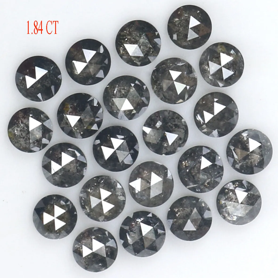 Natural Loose Round Rose Cut Salt And Pepper Diamond Black Grey Color 1.84 CT 2.60 MM Rose Cut Shape Diamond L1821