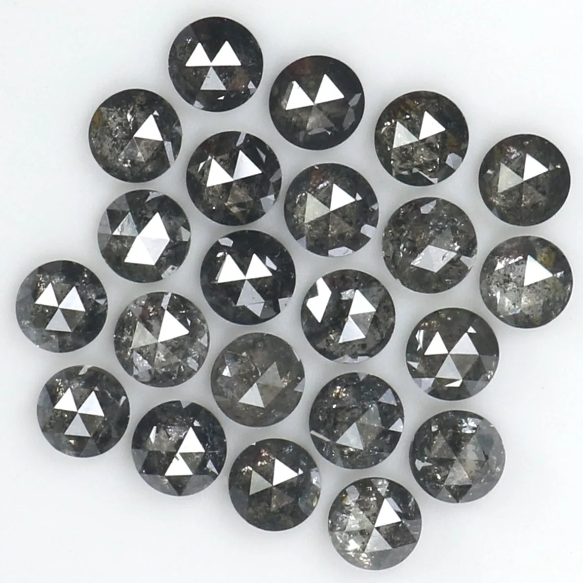 Natural Loose Round Rose Cut Salt And Pepper Diamond Black Grey Color 1.84 CT 2.60 MM Rose Cut Shape Diamond L1821