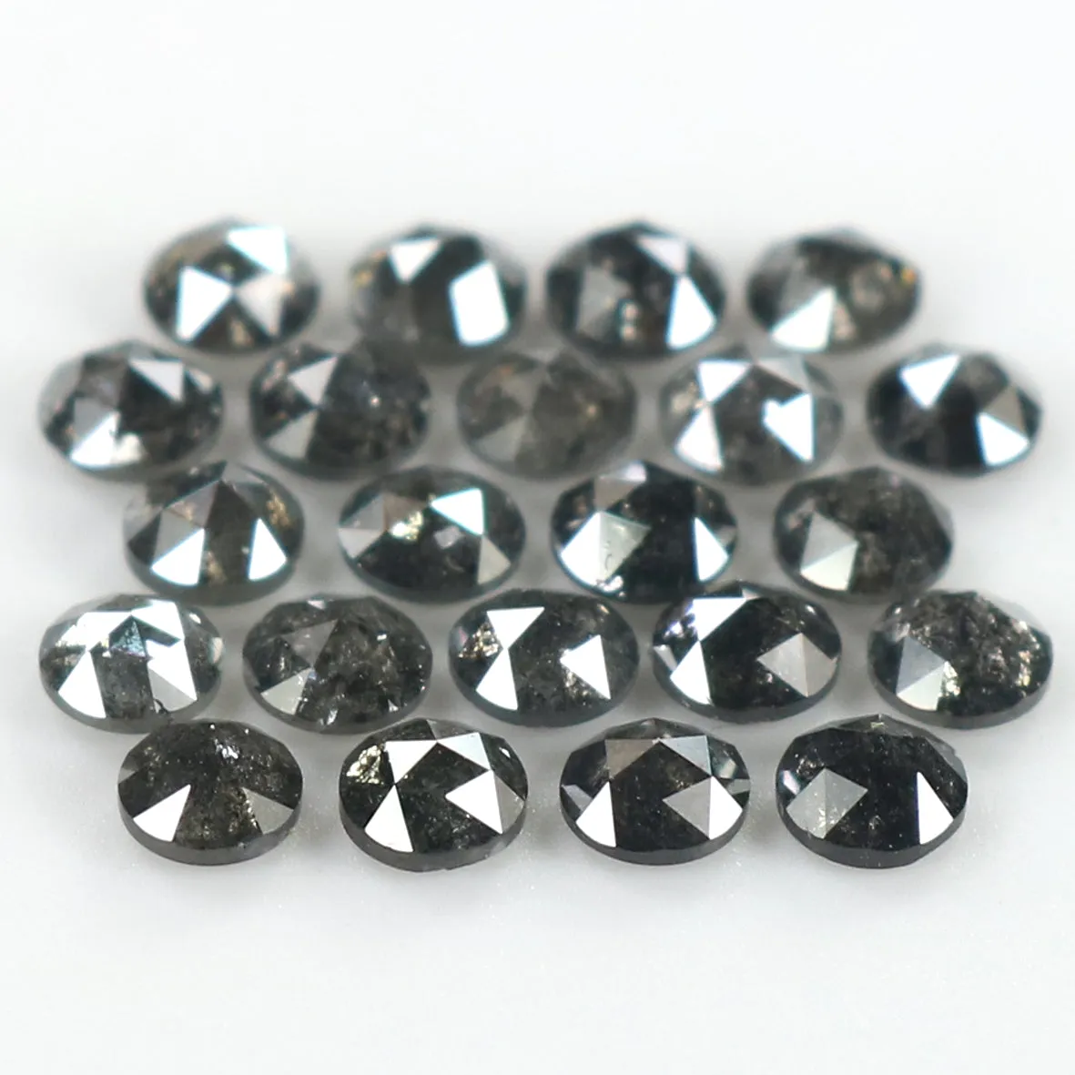 Natural Loose Round Rose Cut Salt And Pepper Diamond Black Grey Color 1.84 CT 2.60 MM Rose Cut Shape Diamond L1821