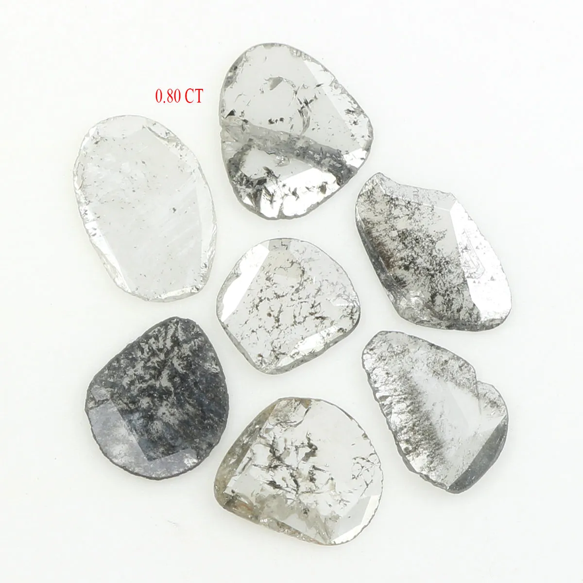 Natural Loose Slice Salt And Pepper Diamond Black Grey Color 0.80 CT 4.45 MM Slice Shape Rose Cut Diamond L1440