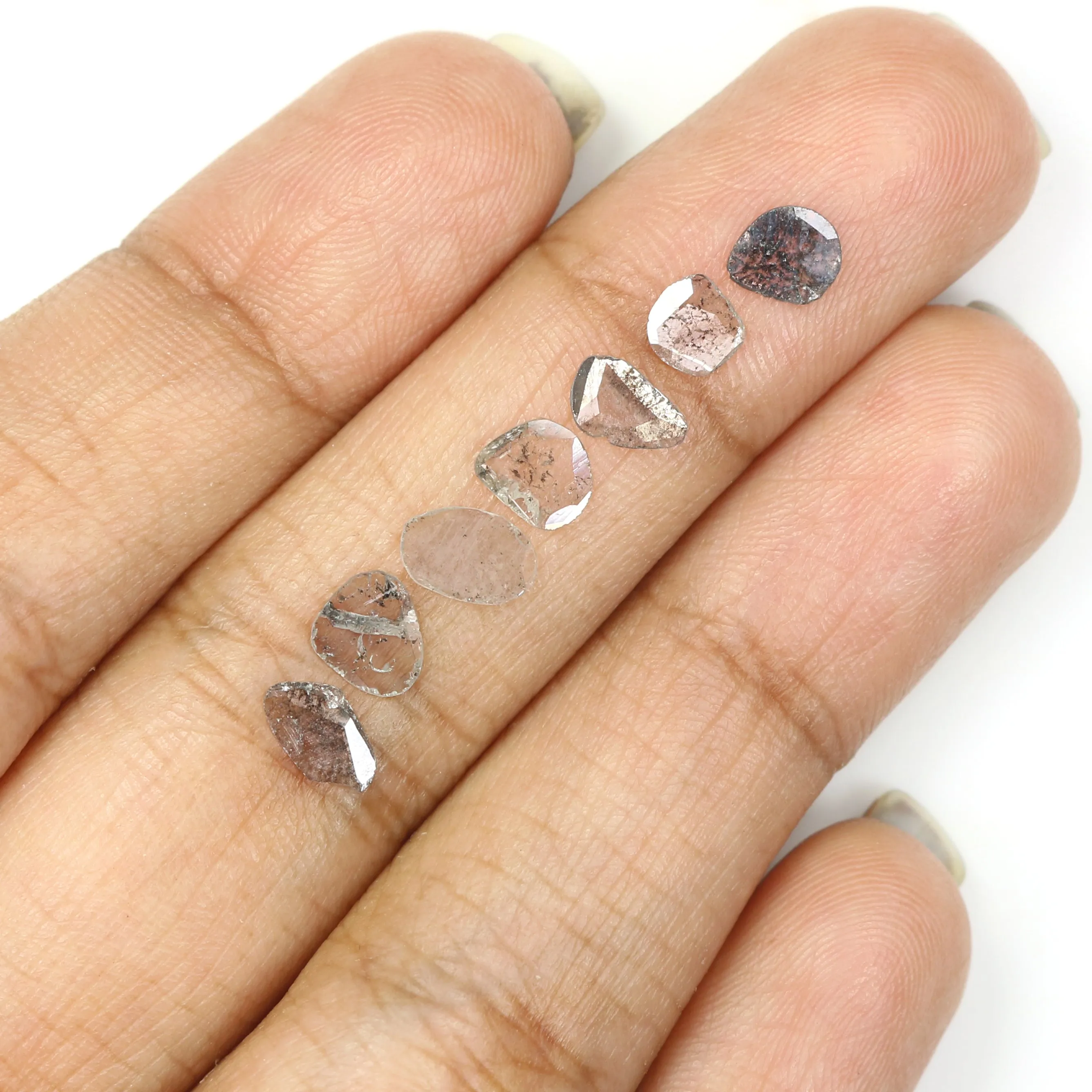 Natural Loose Slice Salt And Pepper Diamond Black Grey Color 0.80 CT 4.45 MM Slice Shape Rose Cut Diamond L1440