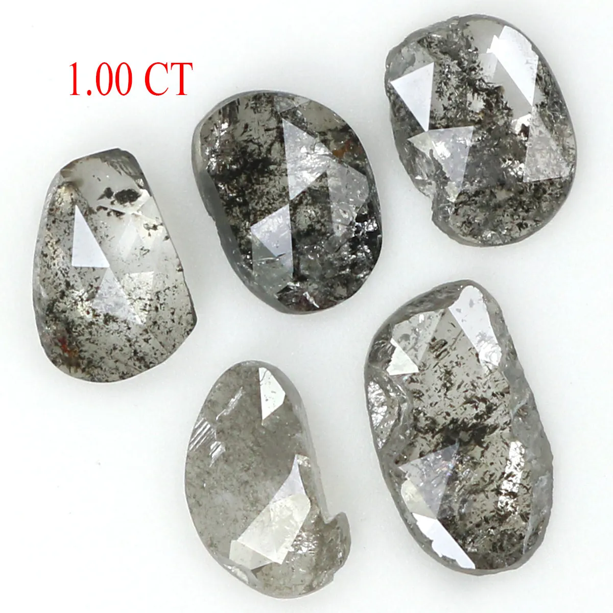 Natural Loose Slice Salt And Pepper Diamond Black Grey Color 1.00 CT 4.45 MM Slice Shape Rose Cut Diamond L1497