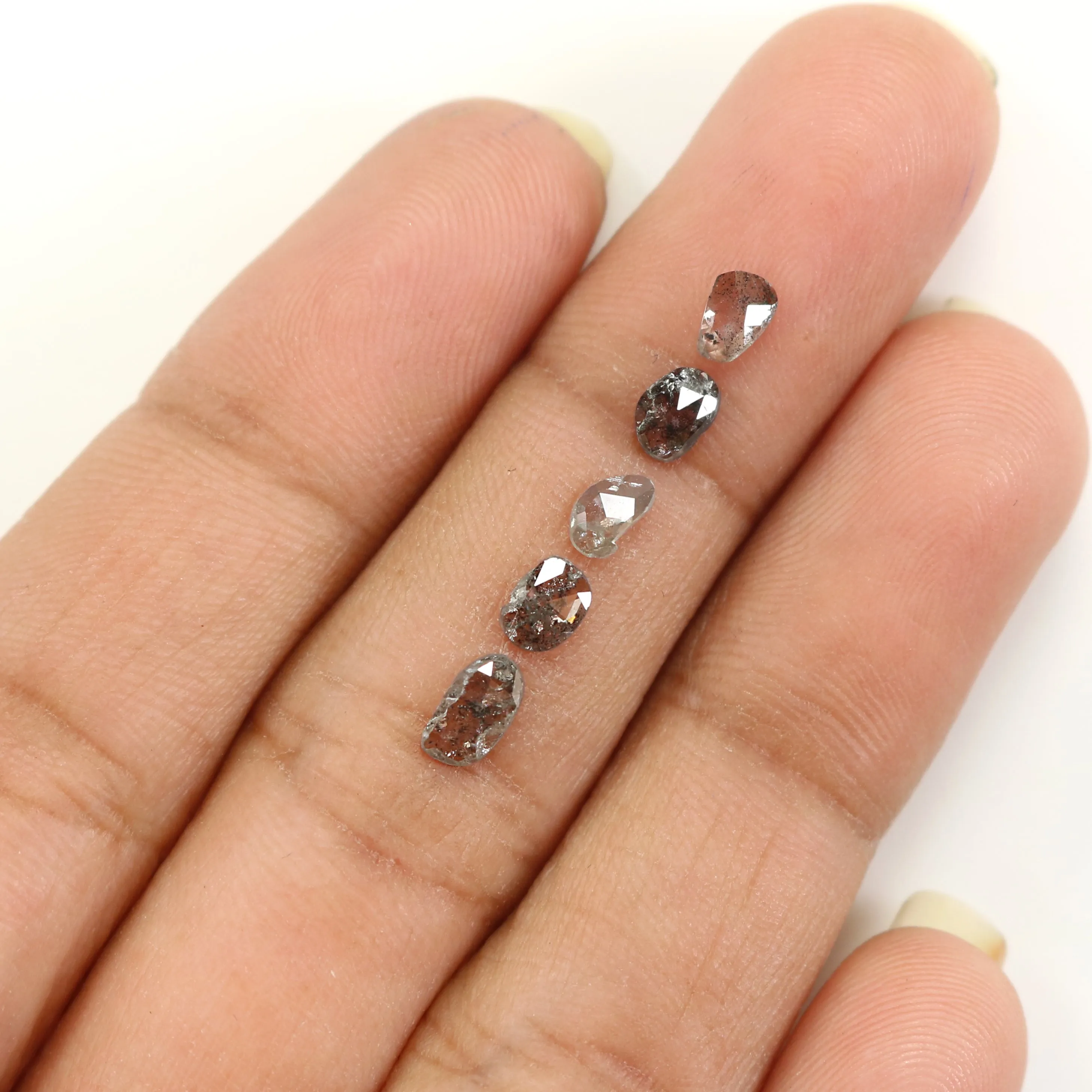 Natural Loose Slice Salt And Pepper Diamond Black Grey Color 1.00 CT 4.45 MM Slice Shape Rose Cut Diamond L1497