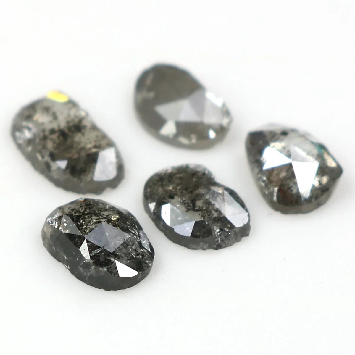 Natural Loose Slice Salt And Pepper Diamond Black Grey Color 1.00 CT 4.45 MM Slice Shape Rose Cut Diamond L1497