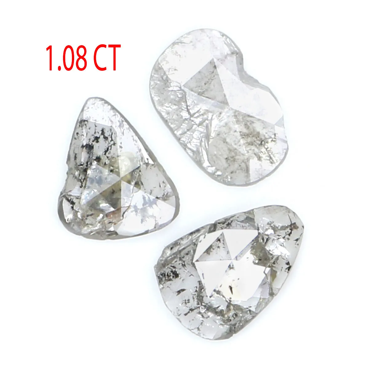 Natural Loose Slice Salt And Pepper Diamond Black Grey Color 1.08 CT 6.25 MM Slice Shape Rose Cut Diamond L1479