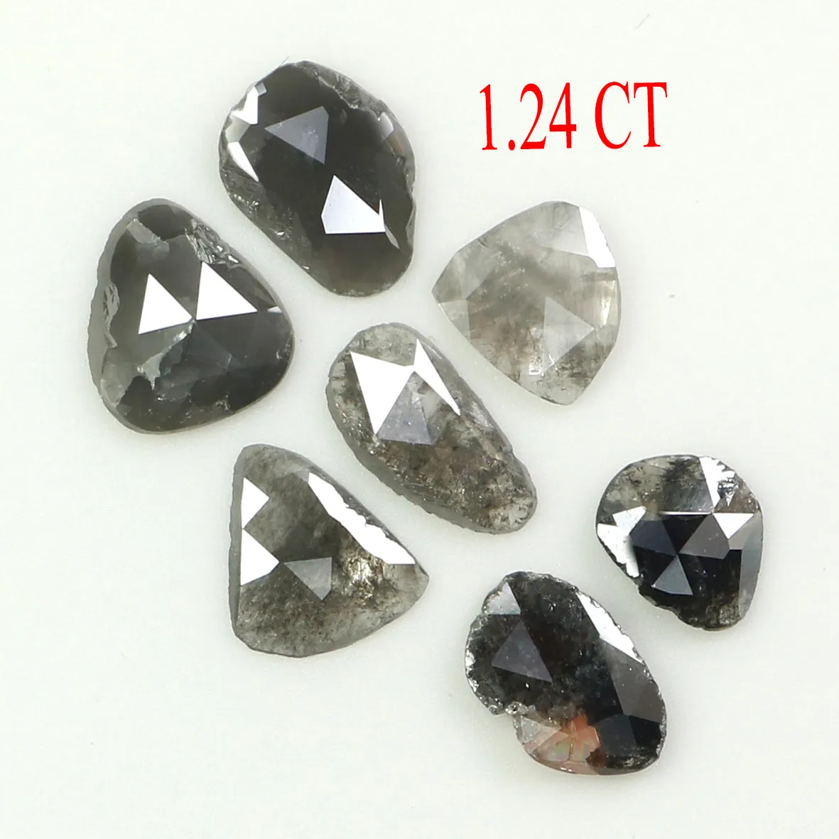 Natural Loose Slice Salt And Pepper Diamond Black Grey Color 1.24 CT 4.20 MM Slice Shape Rose Cut Diamond L1441