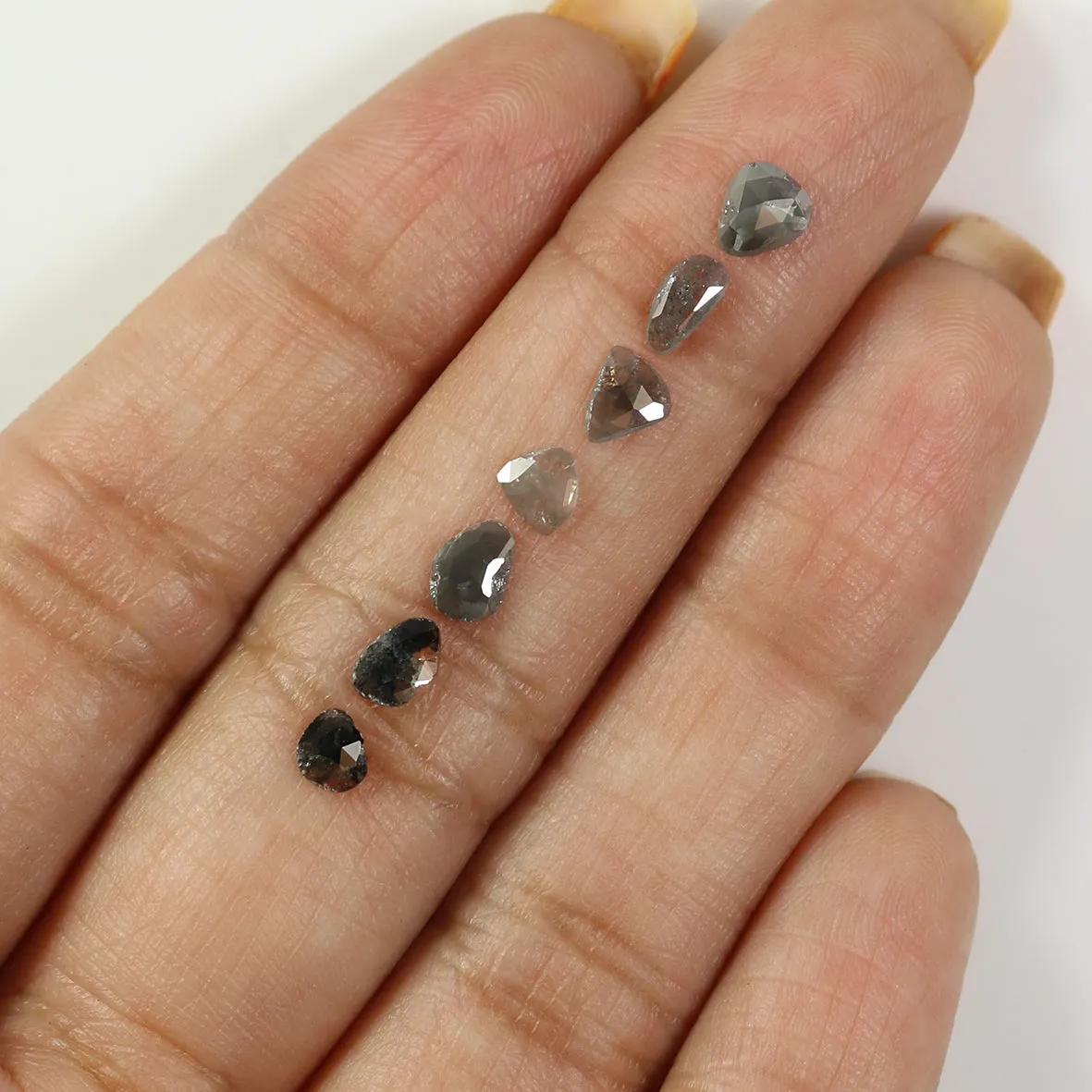 Natural Loose Slice Salt And Pepper Diamond Black Grey Color 1.24 CT 4.20 MM Slice Shape Rose Cut Diamond L1441