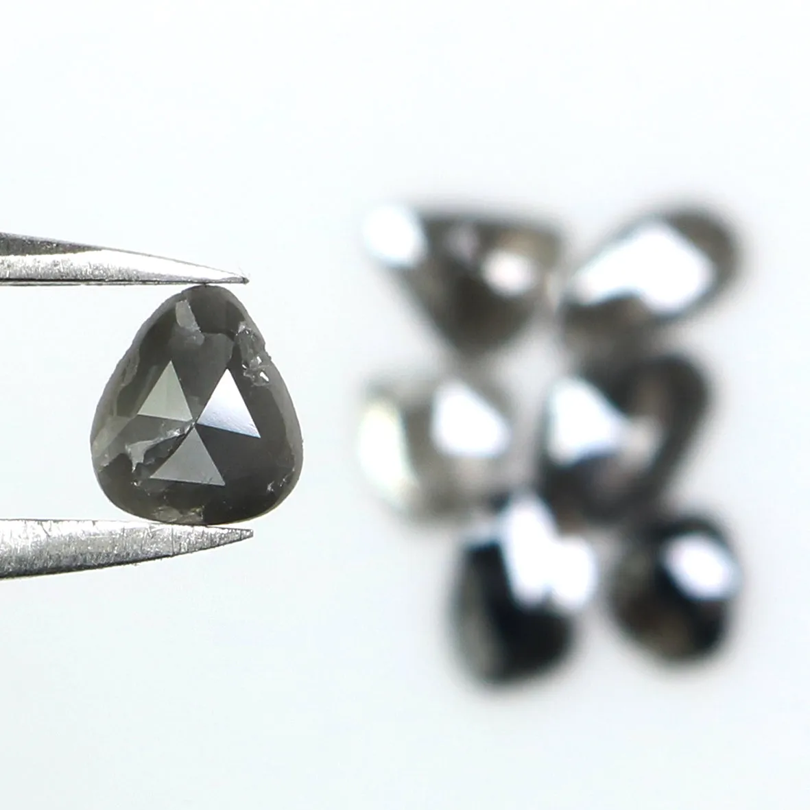 Natural Loose Slice Salt And Pepper Diamond Black Grey Color 1.24 CT 4.20 MM Slice Shape Rose Cut Diamond L1441