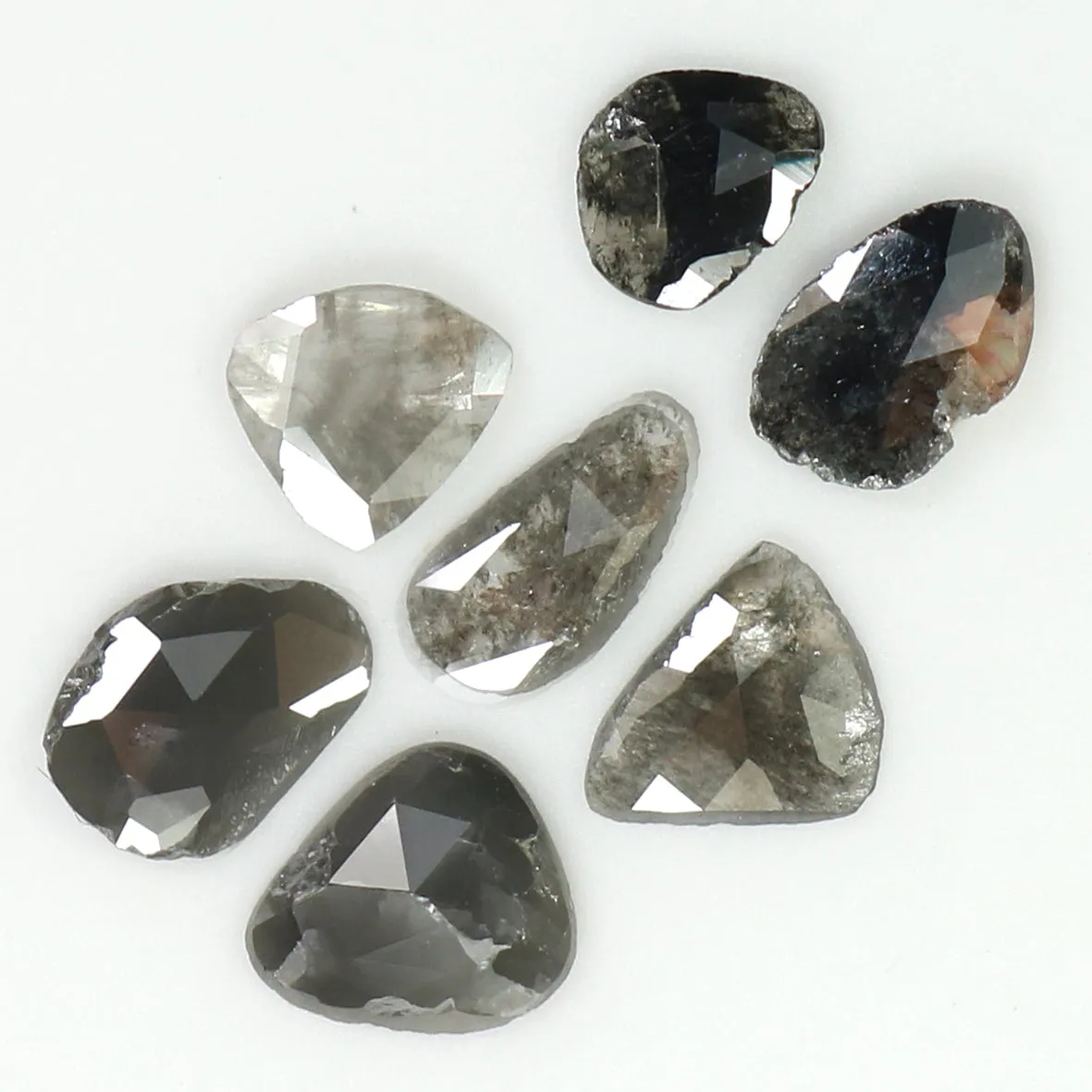 Natural Loose Slice Salt And Pepper Diamond Black Grey Color 1.24 CT 4.20 MM Slice Shape Rose Cut Diamond L1441