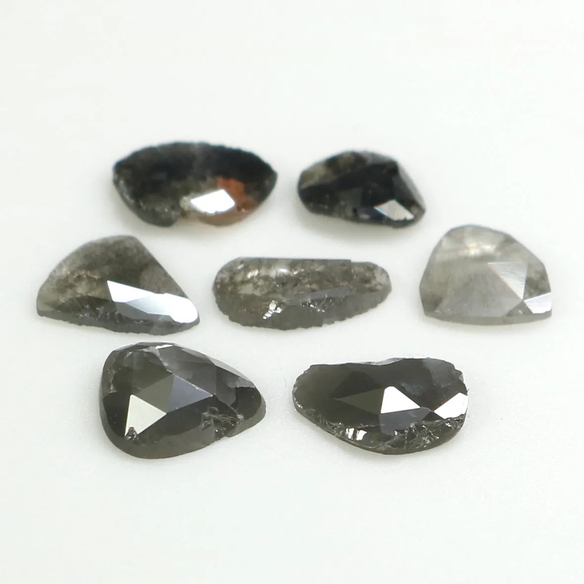 Natural Loose Slice Salt And Pepper Diamond Black Grey Color 1.24 CT 4.20 MM Slice Shape Rose Cut Diamond L1441