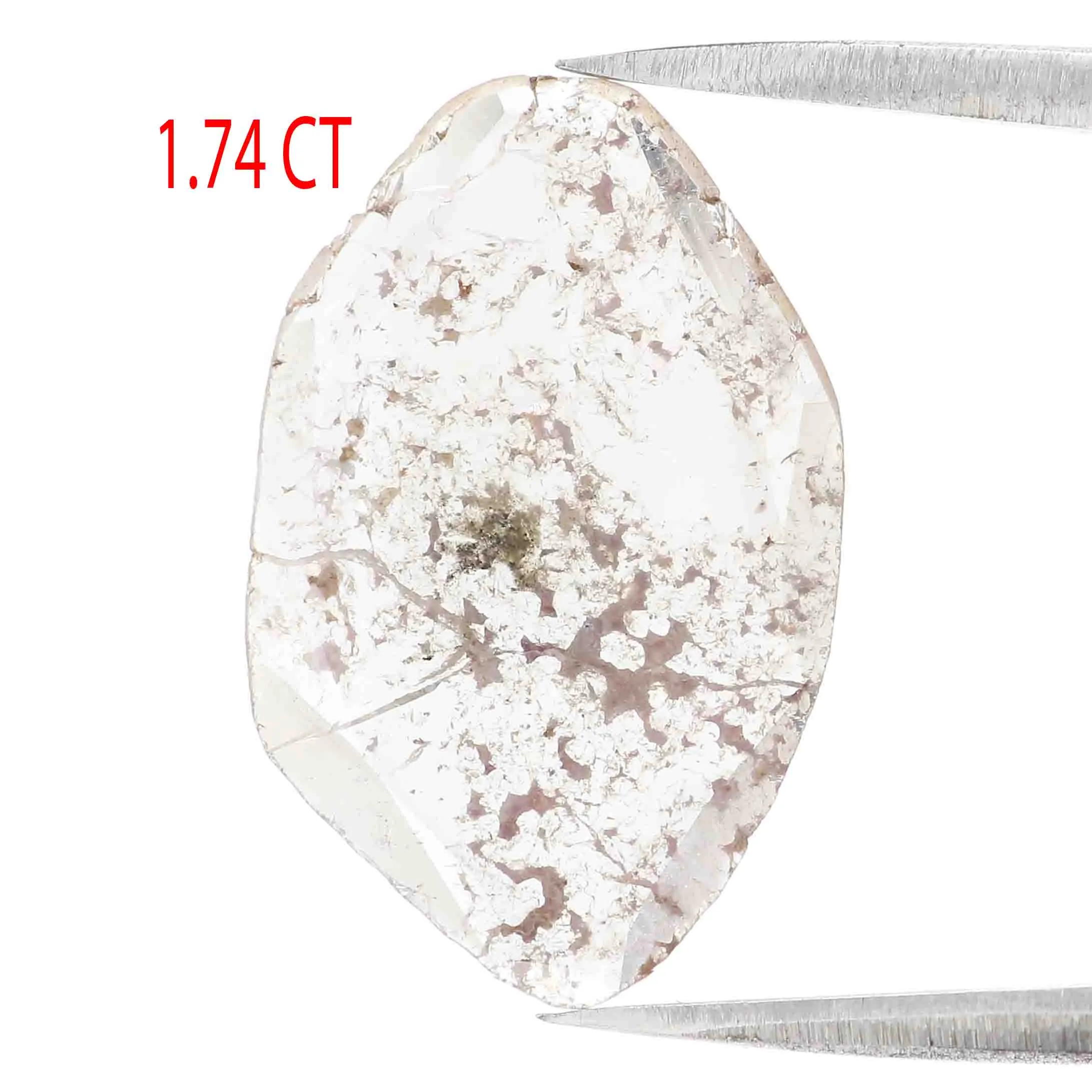 Natural Loose Slice Salt And Pepper Diamond Black Grey Color 1.74 CT 19.00 MM Slice Shape Rose Cut Diamond L9771