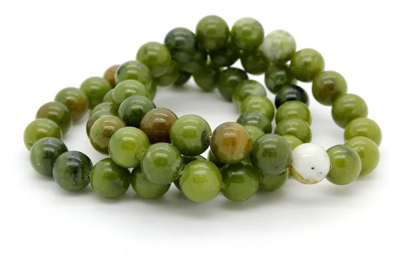 Natural New Jade Smooth Round Gemstone Stretch Bracelet