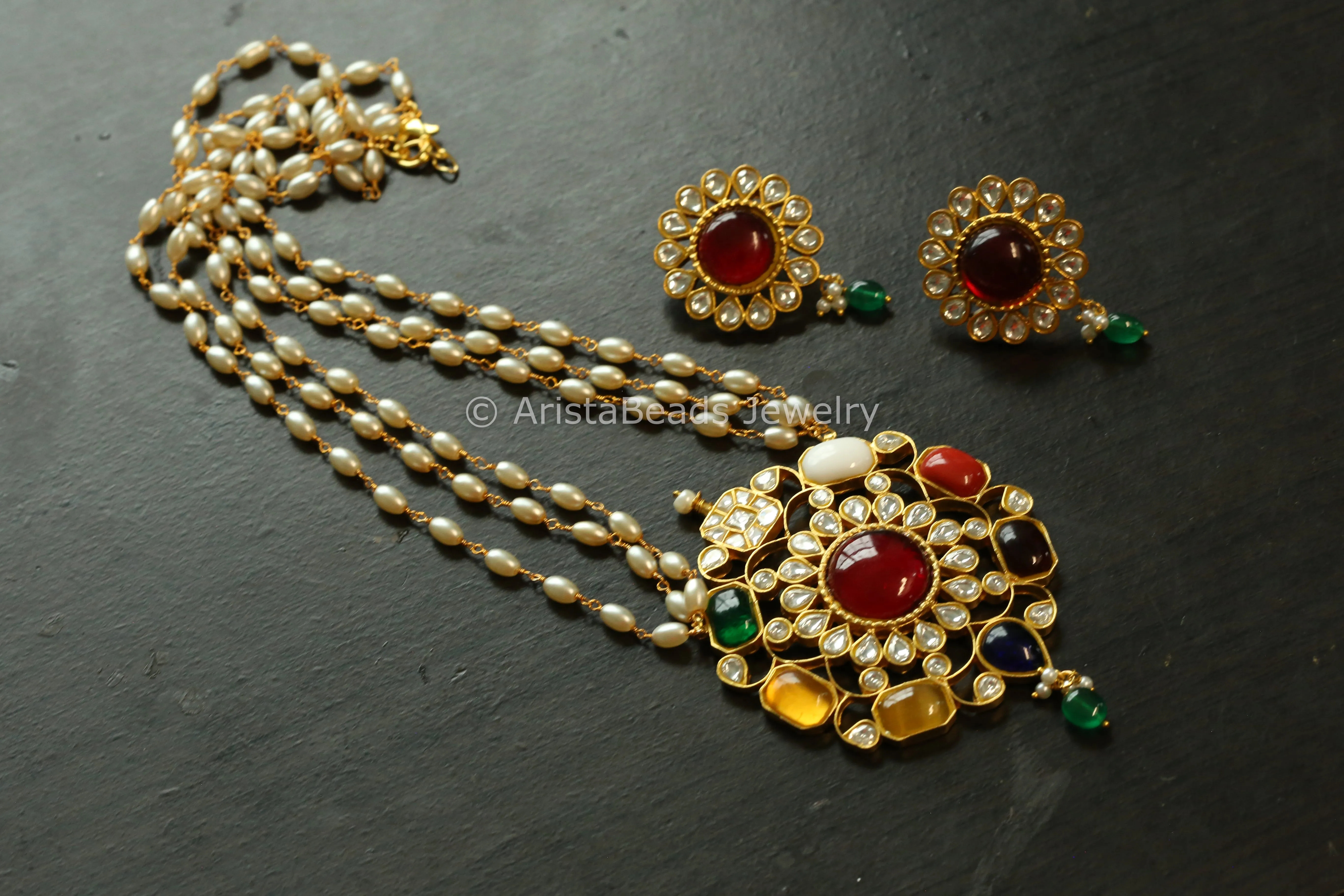 Navratan Jadau Necklace Set