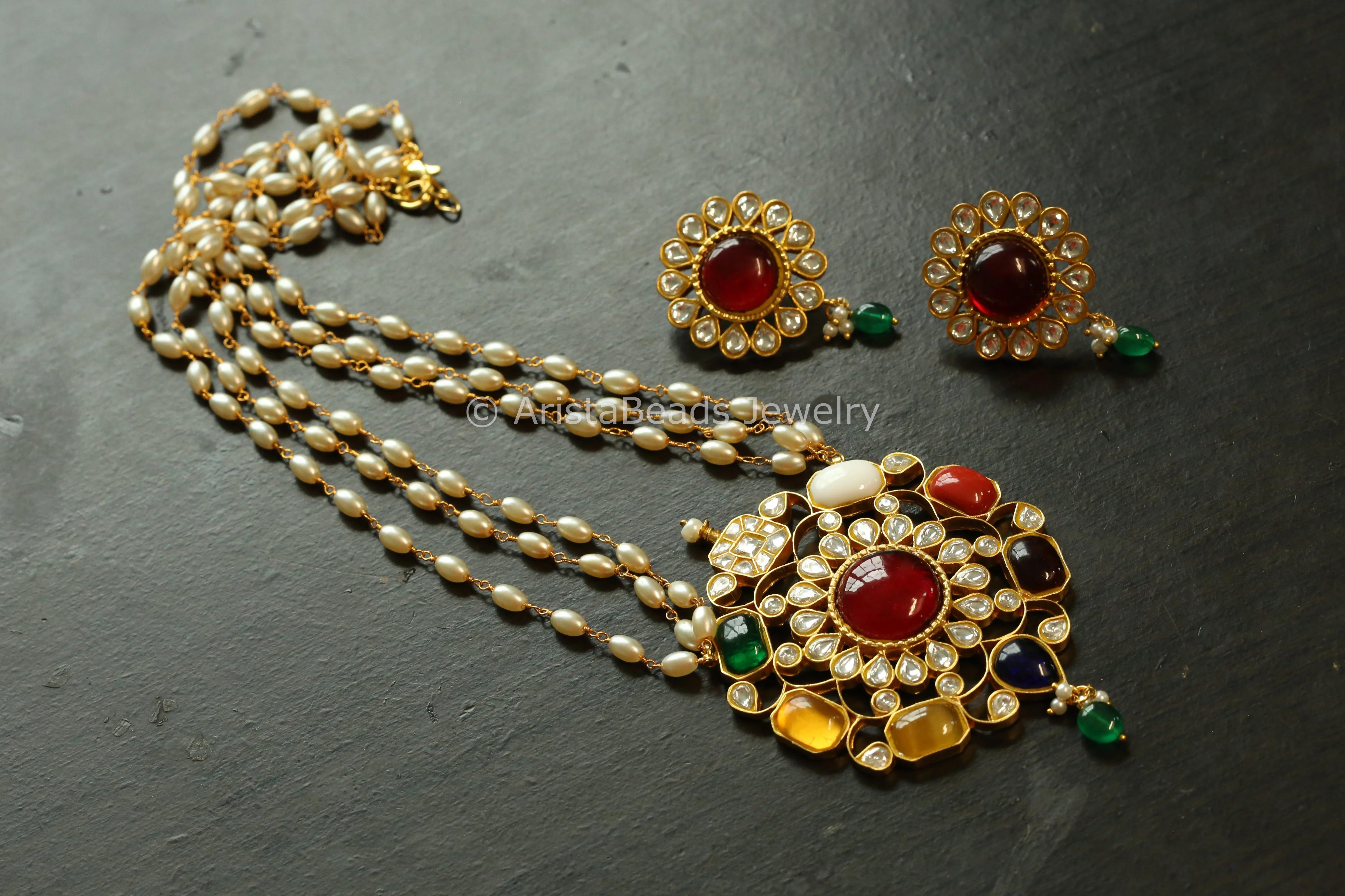 Navratan Jadau Necklace Set