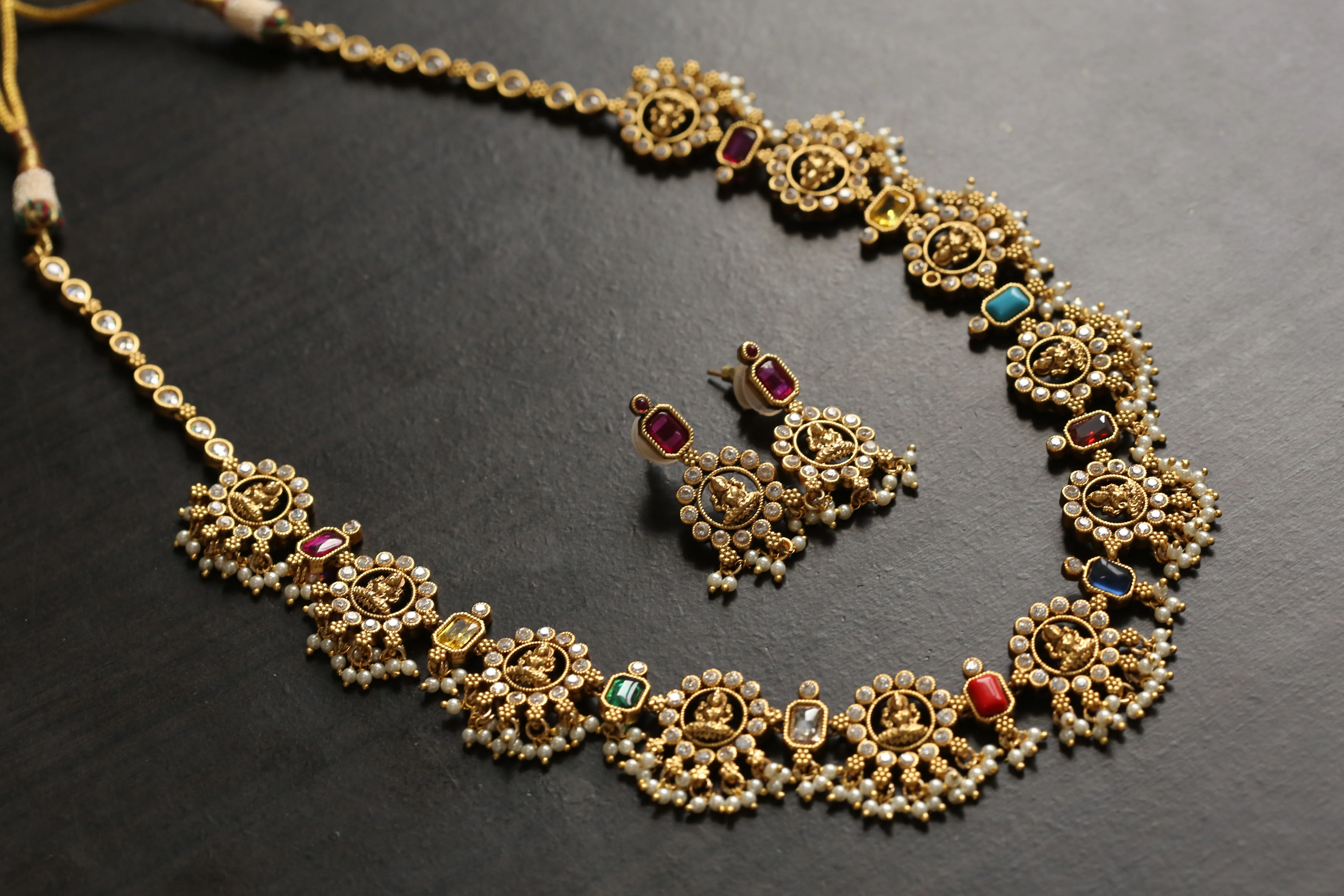 Navratan Lakshmi  Necklace Set