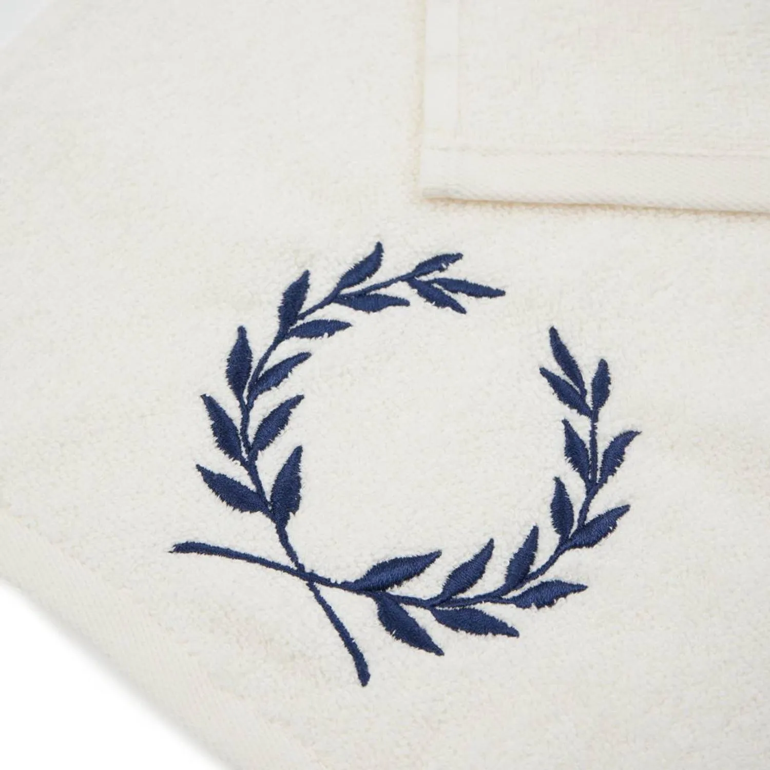 Navy Blue Petals Embroidered Bath Towel