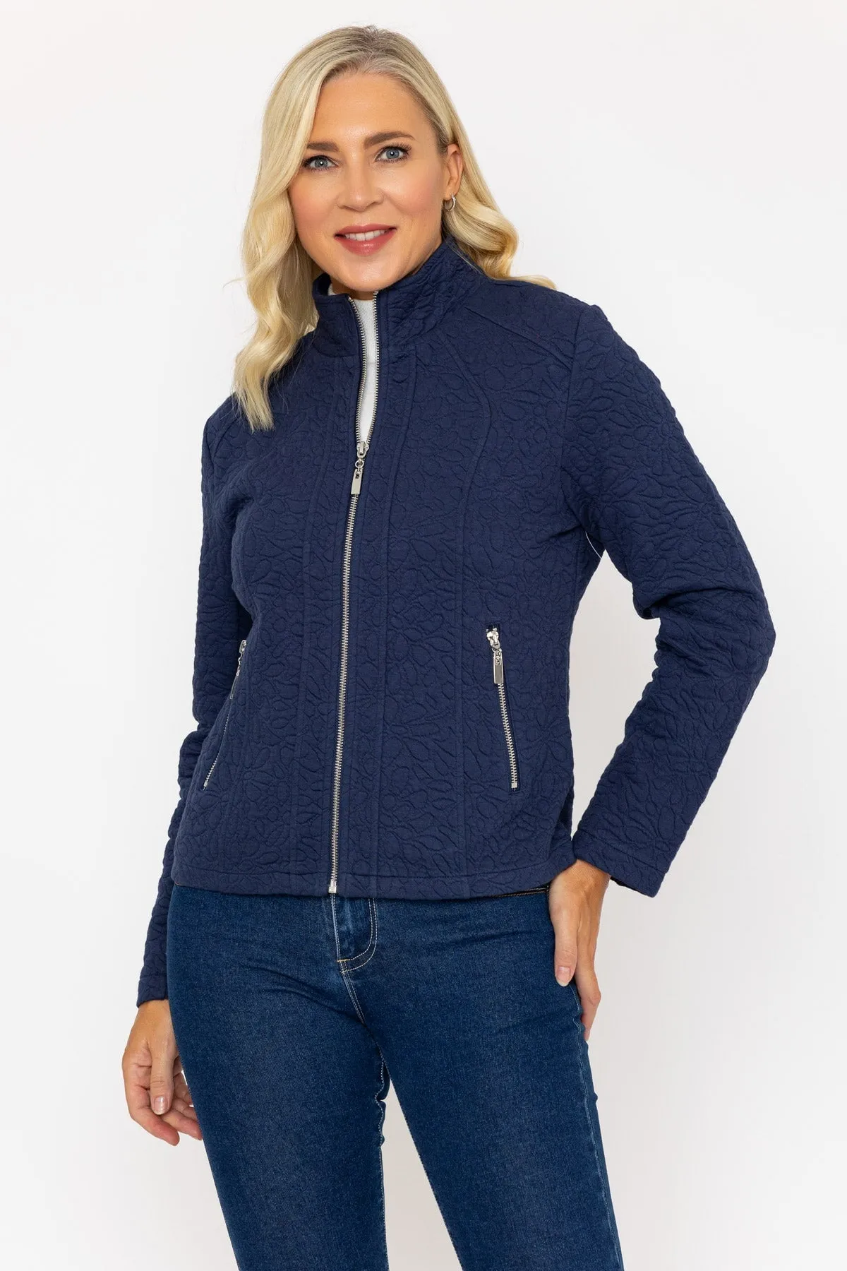 Navy Textured Jersey Jacket