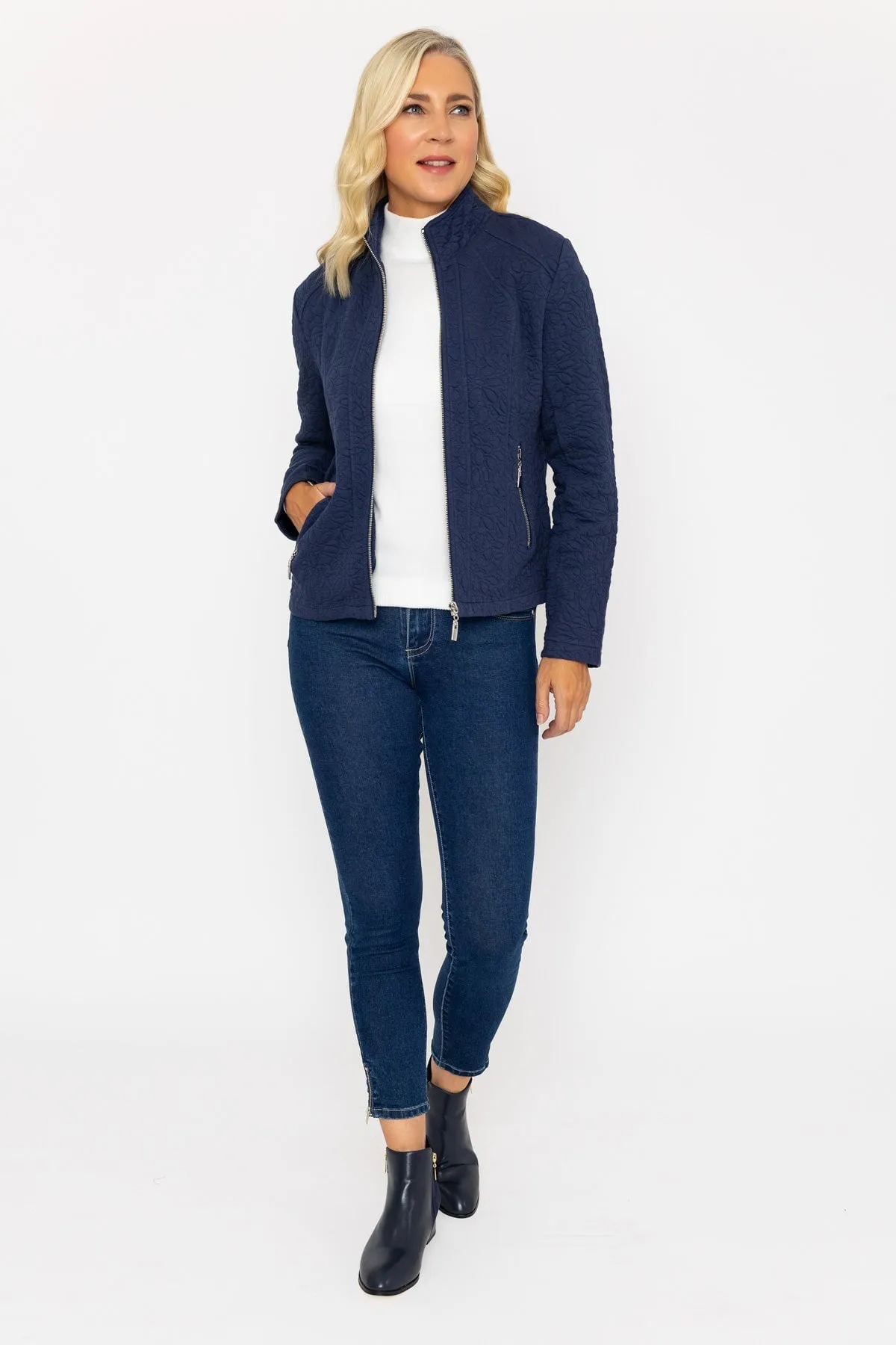 Navy Textured Jersey Jacket