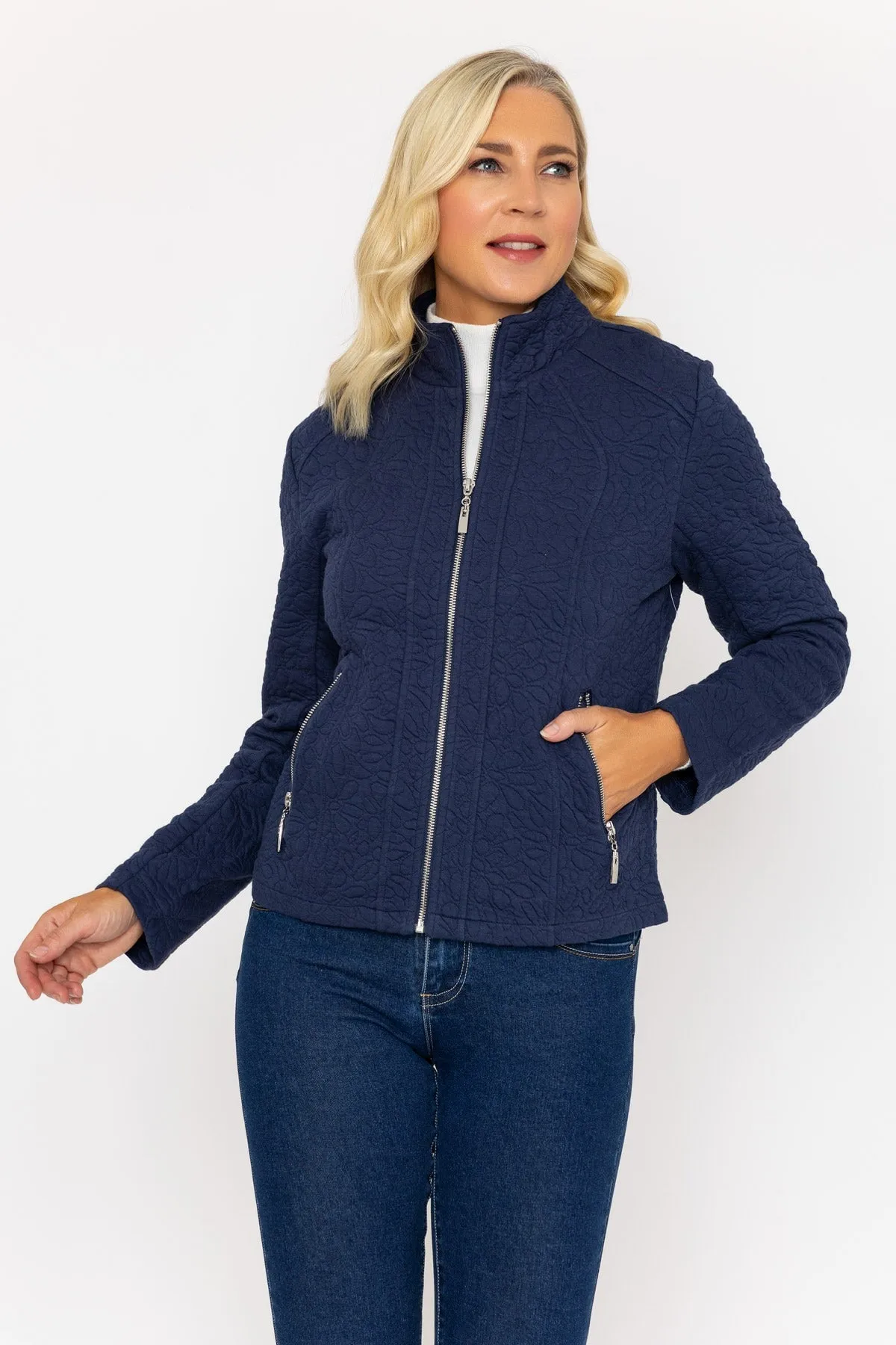 Navy Textured Jersey Jacket