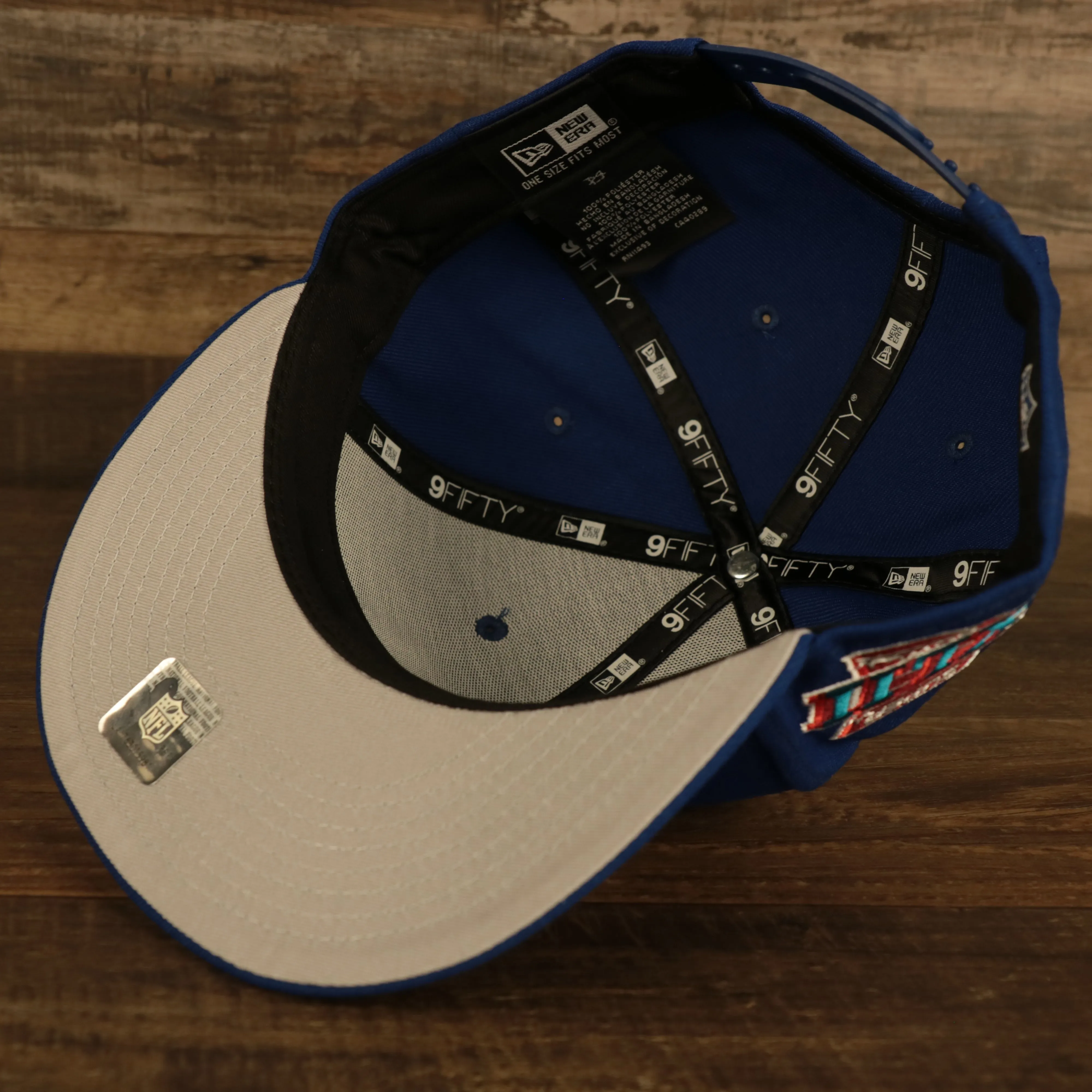 New York Giants Patch Up Super Bowl XLII Side Patch Gray Bottom 9Fifty Royal Snapback Hat