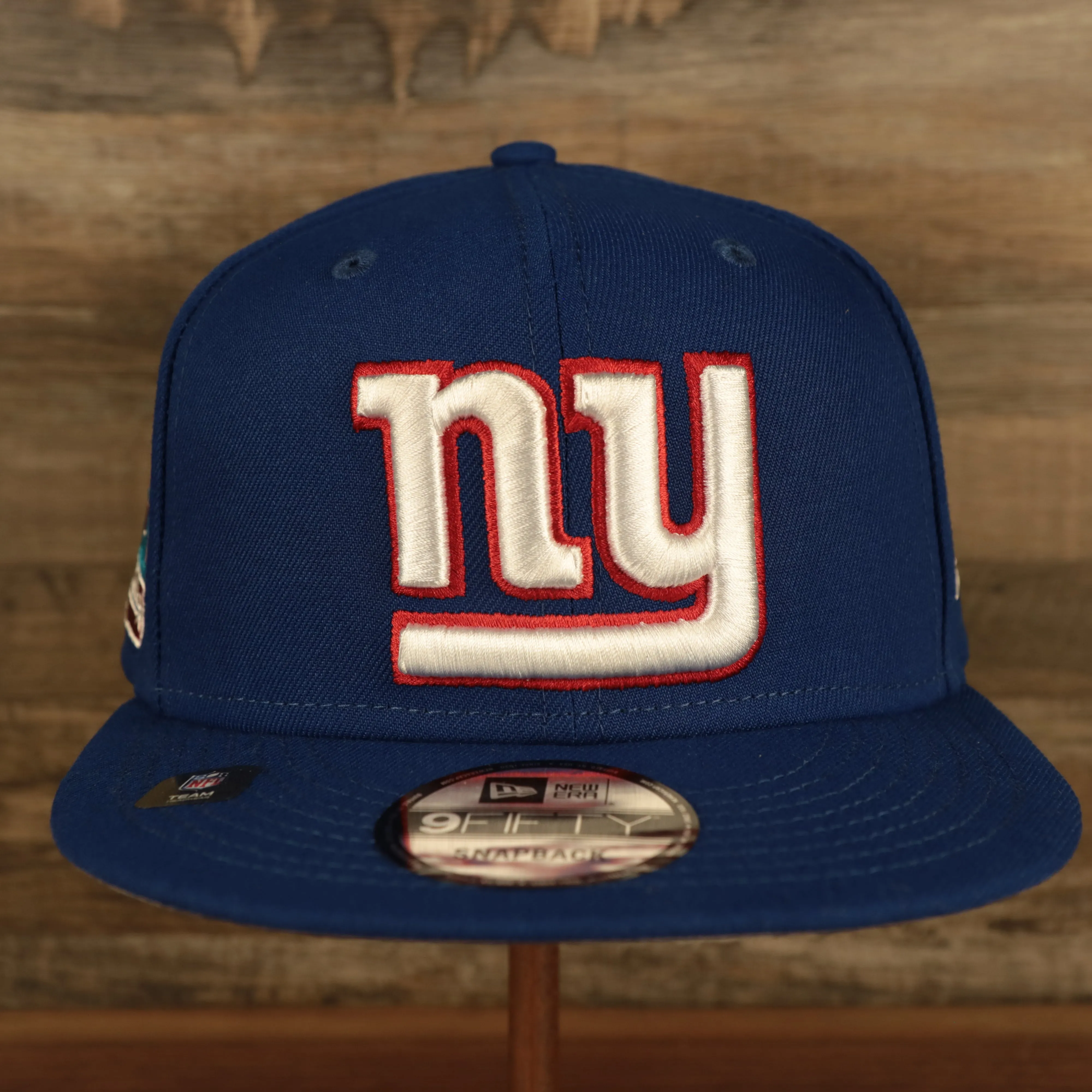 New York Giants Patch Up Super Bowl XLII Side Patch Gray Bottom 9Fifty Royal Snapback Hat