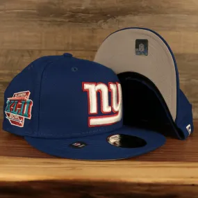 New York Giants Patch Up Super Bowl XLII Side Patch Gray Bottom 9Fifty Royal Snapback Hat