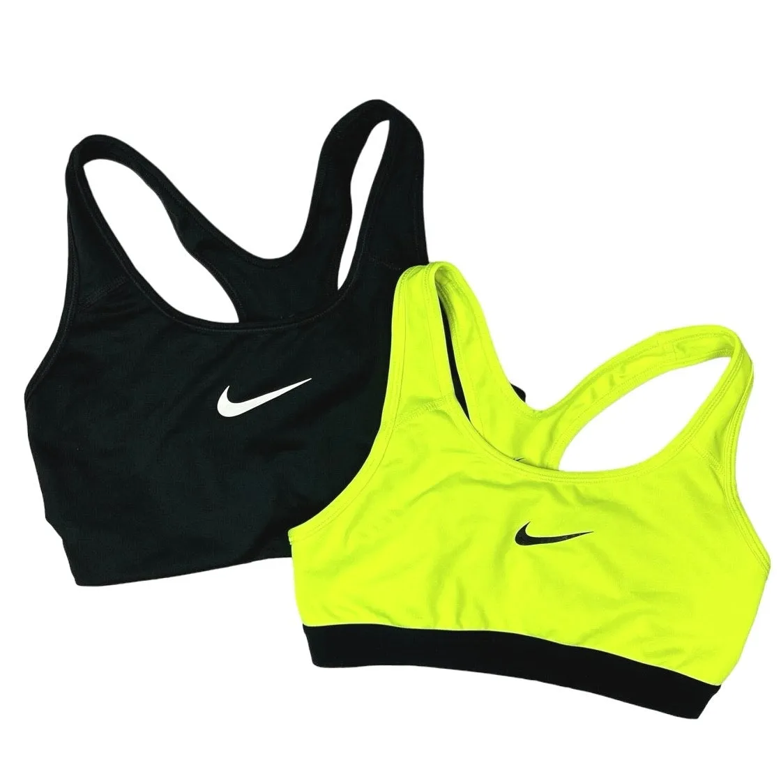 Nike Pro Dri-Fit Black & Green Racerback Activewear Fitness Gym Sports Bra Lot S