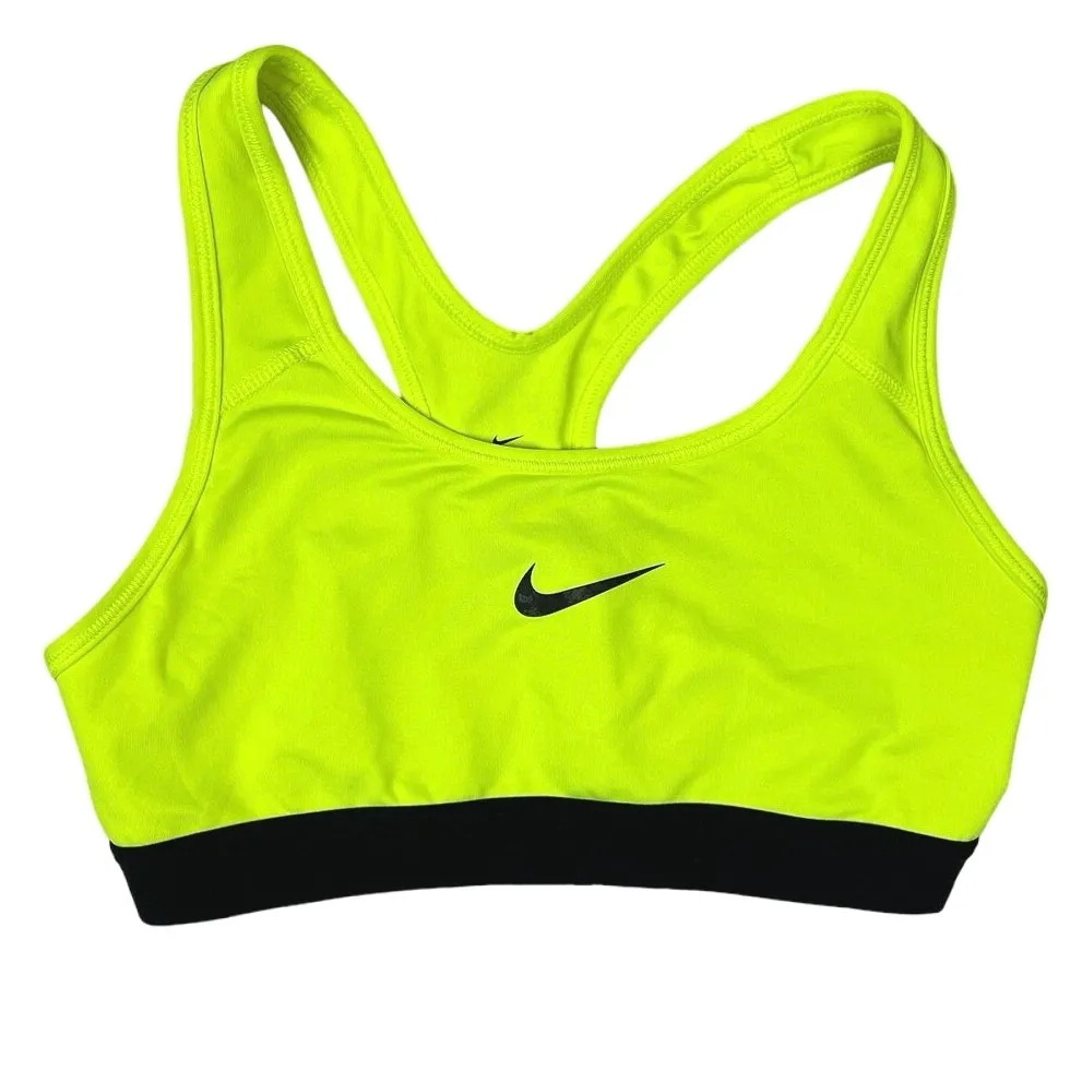 Nike Pro Dri-Fit Black & Green Racerback Activewear Fitness Gym Sports Bra Lot S