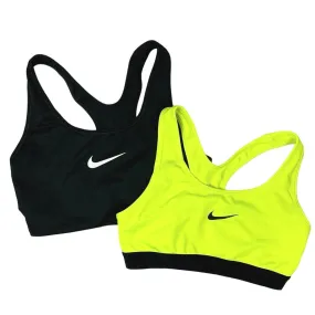 Nike Pro Dri-Fit Black & Green Racerback Activewear Fitness Gym Sports Bra Lot S